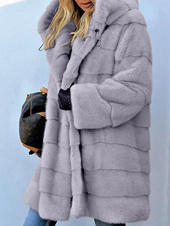 Faux Fur Parka Jacket with Hood Oversized