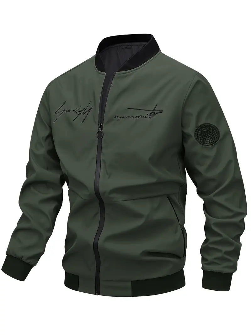 Men's Embroidered Leather Jacket Elegant
