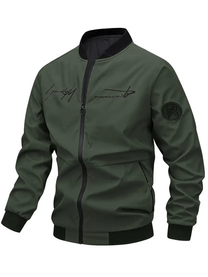 Men's Embroidered Leather Jacket Elegant
