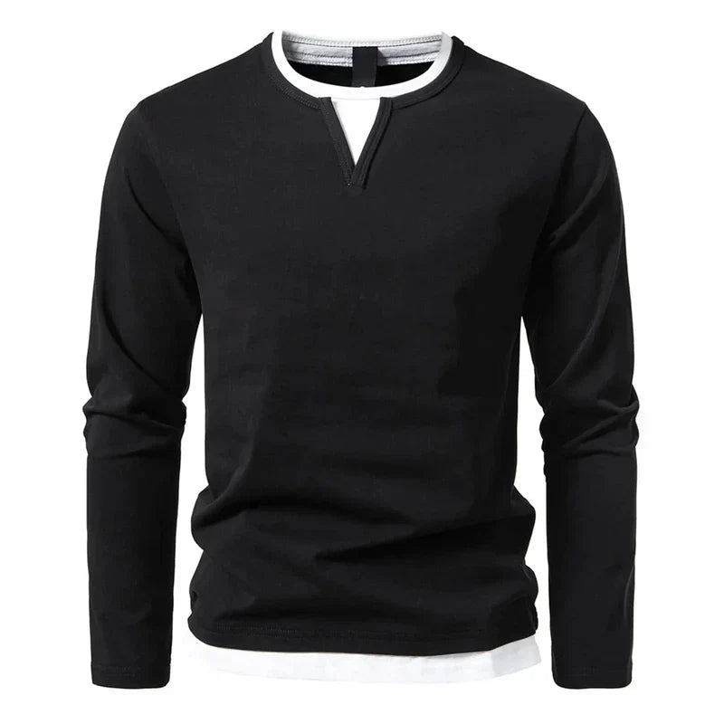 Men's Long-Sleeve Shirt Modern Henley Style