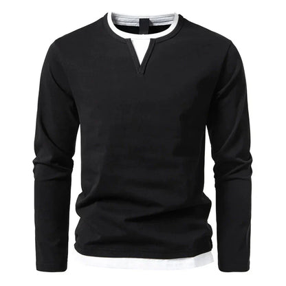 Men's Long-Sleeve Shirt Modern Henley Style