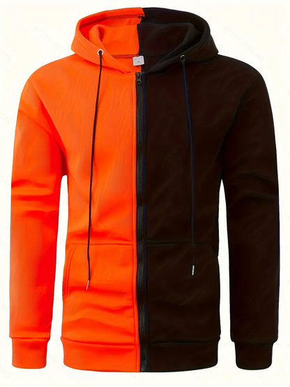 Two-Tone Hoodie Zipper Modern