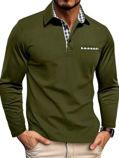 Men's Long-Sleeve Polo Shirt Comfortable Quality
