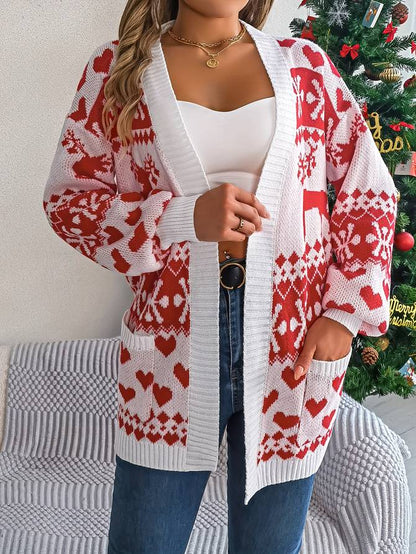 Weihnachts-Cardigan Damen Offen Elegant