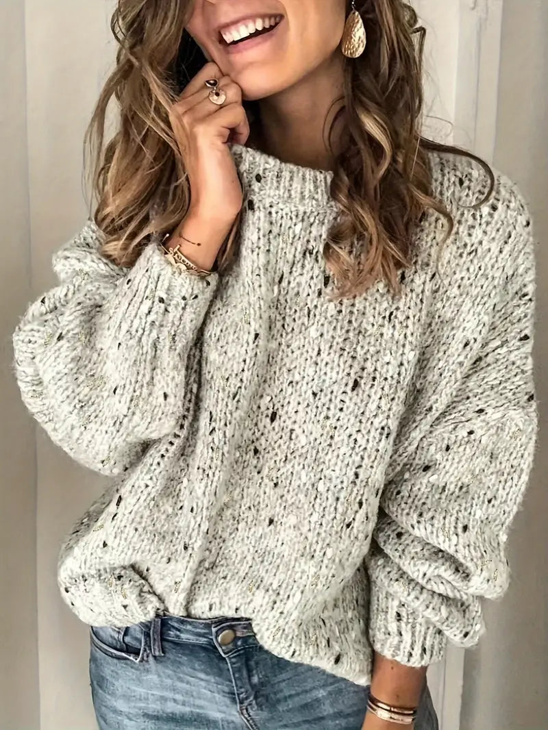 Fashionable crew neck sweatshirt with polka dot pattern