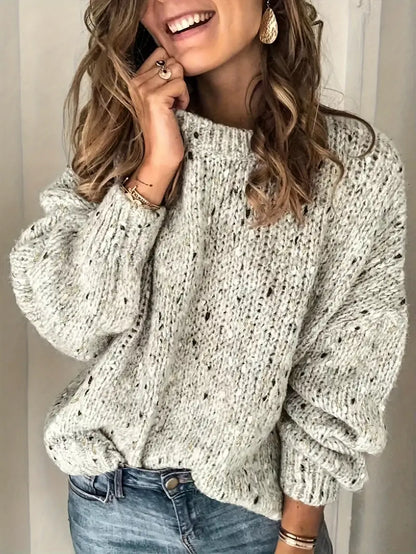 Fashionable crew neck sweatshirt with polka dot pattern