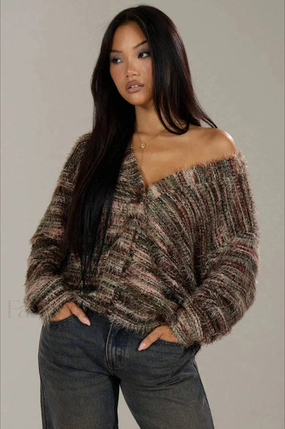 Stylish Cardigan Vintage Stripe Look