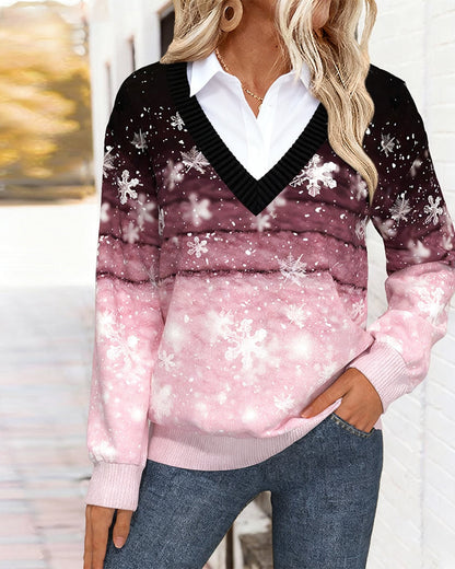 Fashionable Sweatshirt Shirt Collar Trendy Print