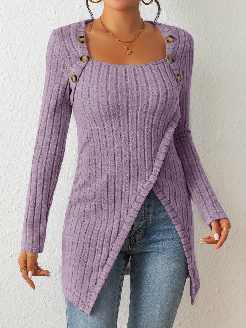 Stylish Women's Sweater Square Neck Long Sleeve