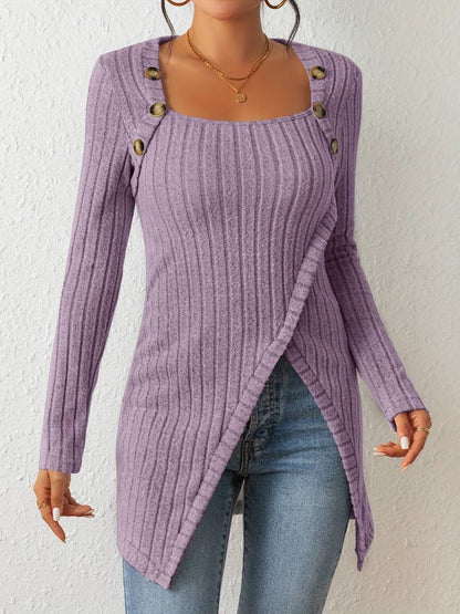 Stylish Women's Sweater Square Neck Long Sleeve