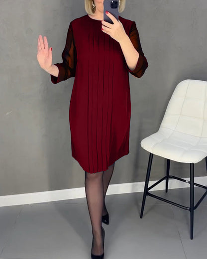 Elegant Mesh Pleated Patchwork Design Dress