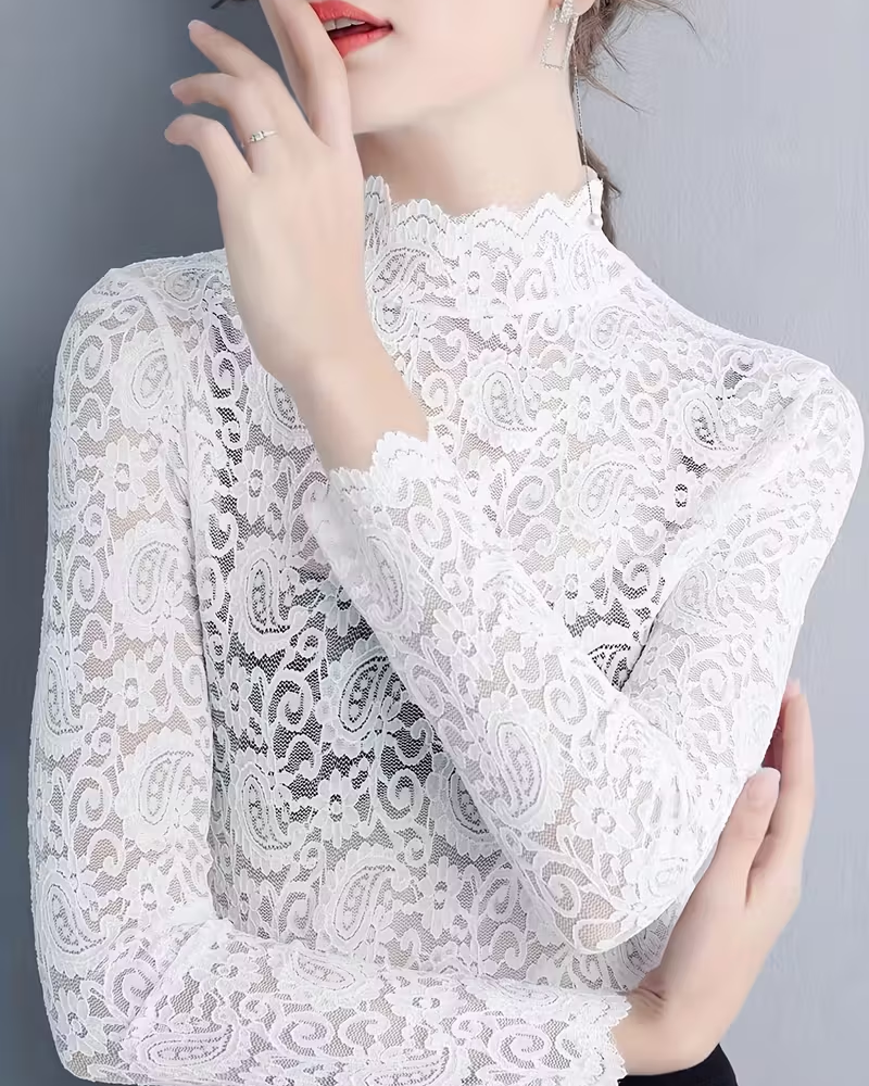 Elegant Women's Lace Long Sleeve Elegant Black Dress