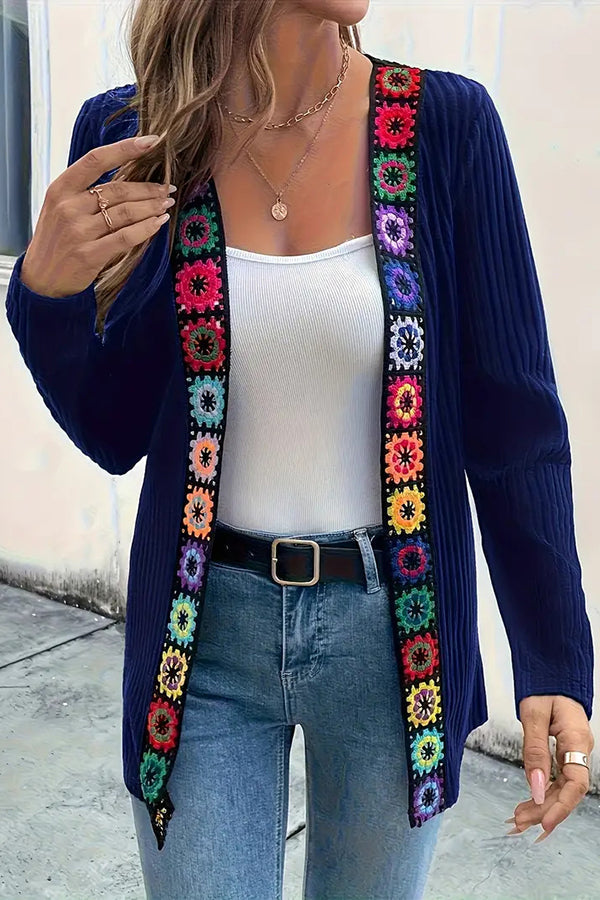 Elegant Cardigan Floral Long Sleeve