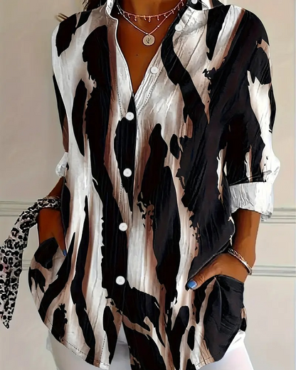 Stylish Clothing | Stand-up Collar Strikingly Printed