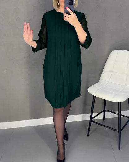 Elegant Mesh Pleated Patchwork Design Dress