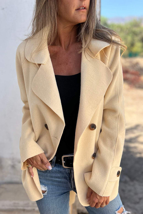 Stylish Leisure Jacket Long Sleeve Lapel Button Blue