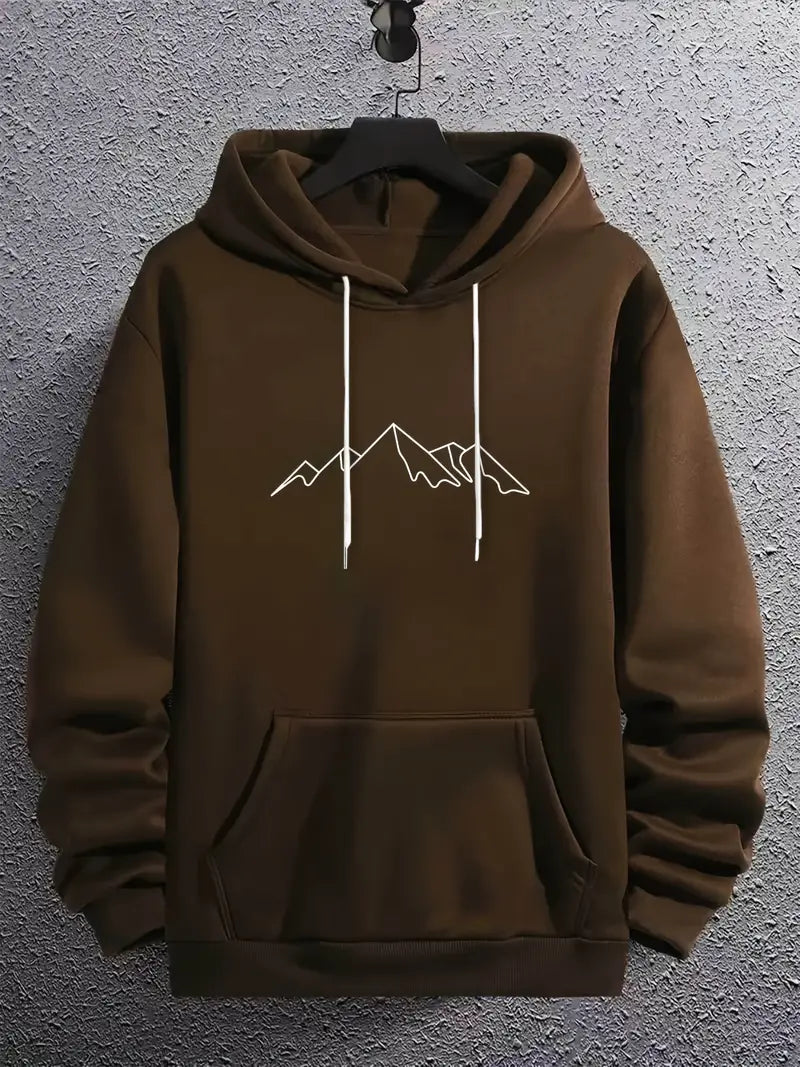 Men's Hoodie Mountain Motif Trendy