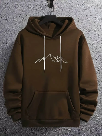 Men's Hoodie Mountain Motif Trendy
