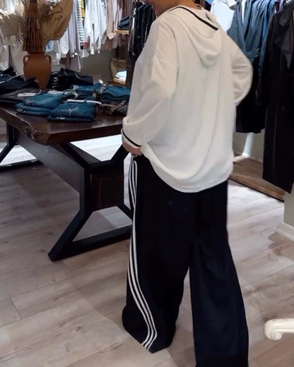 Kapuzenanzug Stripes Leger Trendy Zweiteiler - IdealeKleiden
