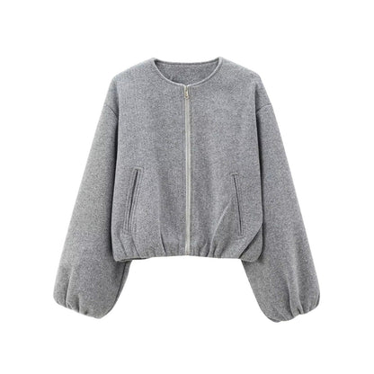 Fashionable Women's Bomber Jacket Short Zipper