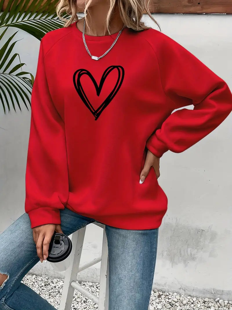 Elegant Sweater Heart Pattern Women