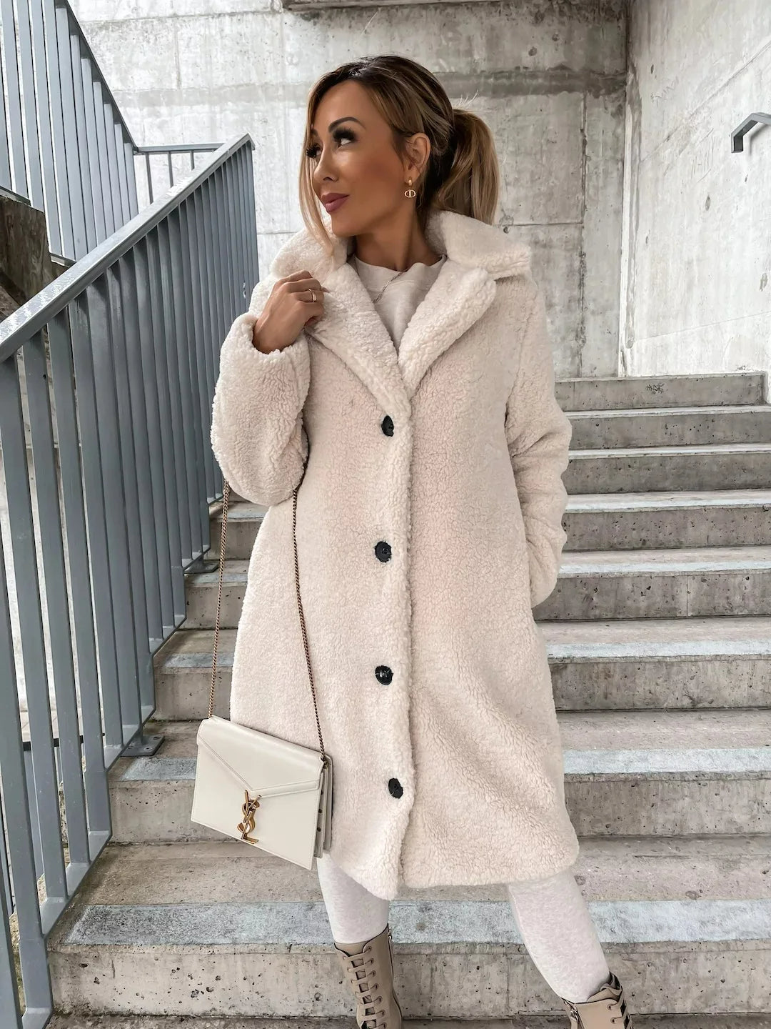 Elegant Plush Trench Coat for Women