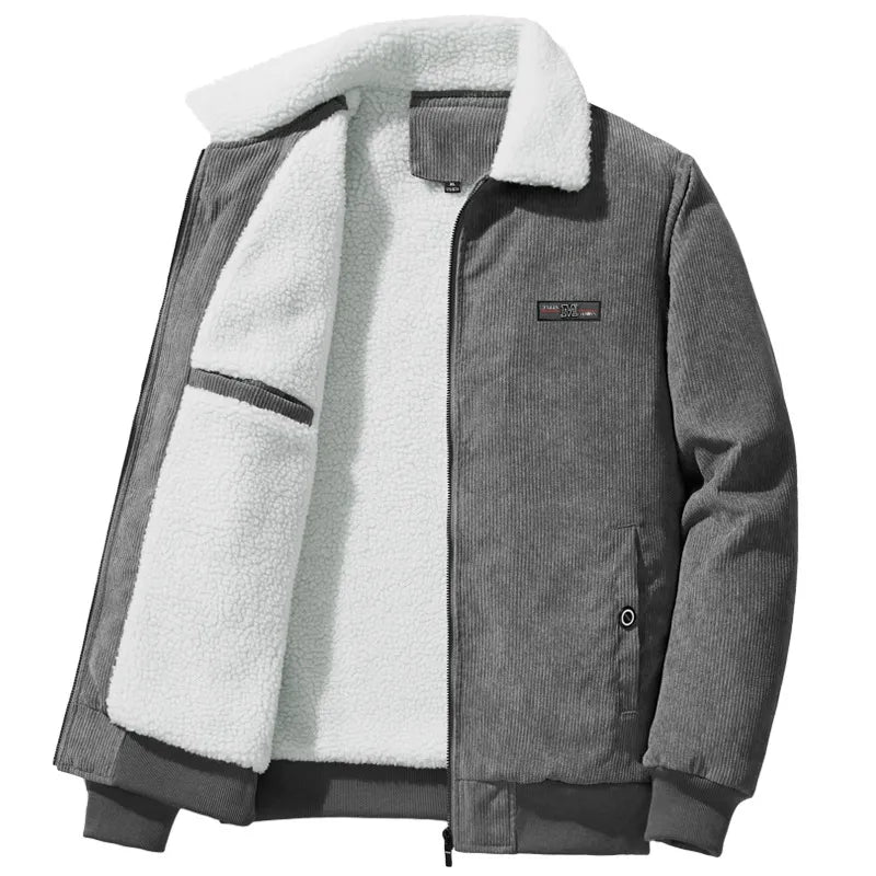 Men's Winter Coat Ribbed Fleece Insulation Stand-Up Collar