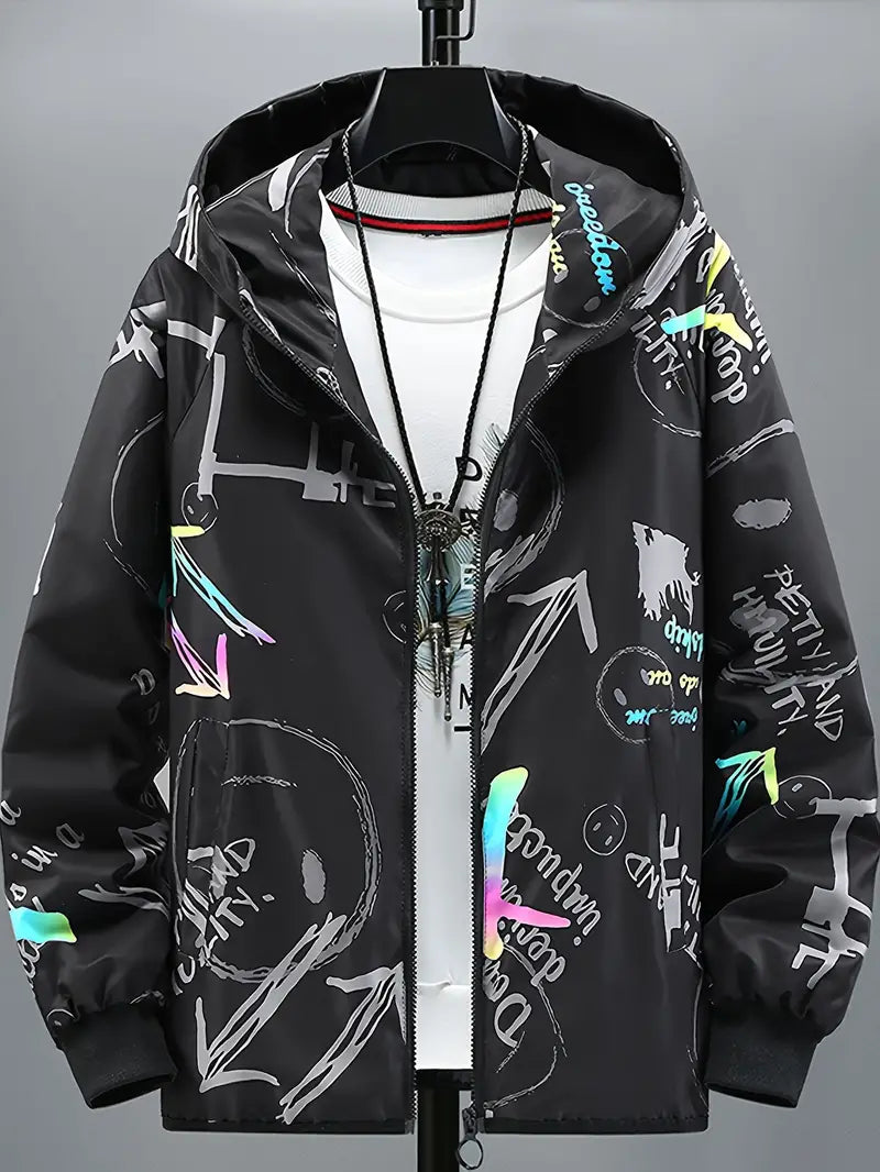 Graffiti Kapuzenpullover Reißverschluss Herren Style - IdealeKleiden
