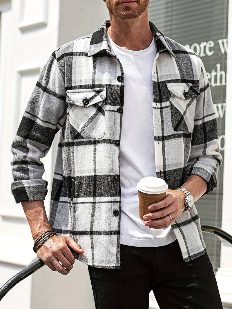 Men's Plaid Jacket Modern Style