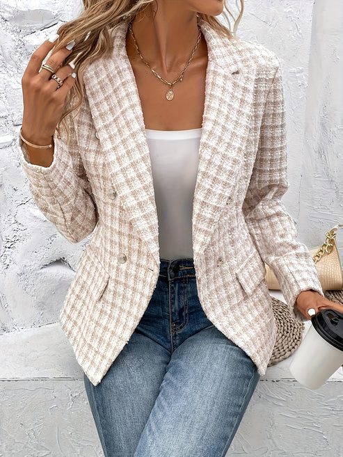 Elegant Plaid Dress for Women, Business Look