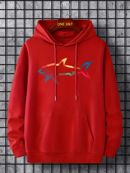Casual Men's Hoodie with Shark Motif