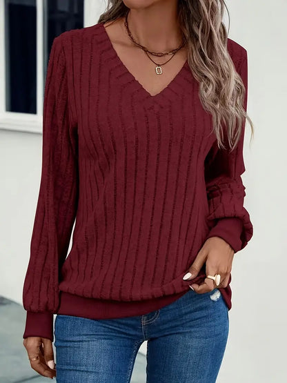 Maya – Frauenpullover Rippenmuster V-Ausschnitt