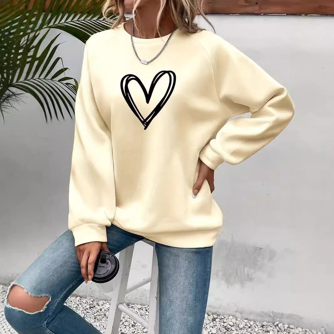 Trendy Women's Crew Neck Long Sleeve Sweatshirt