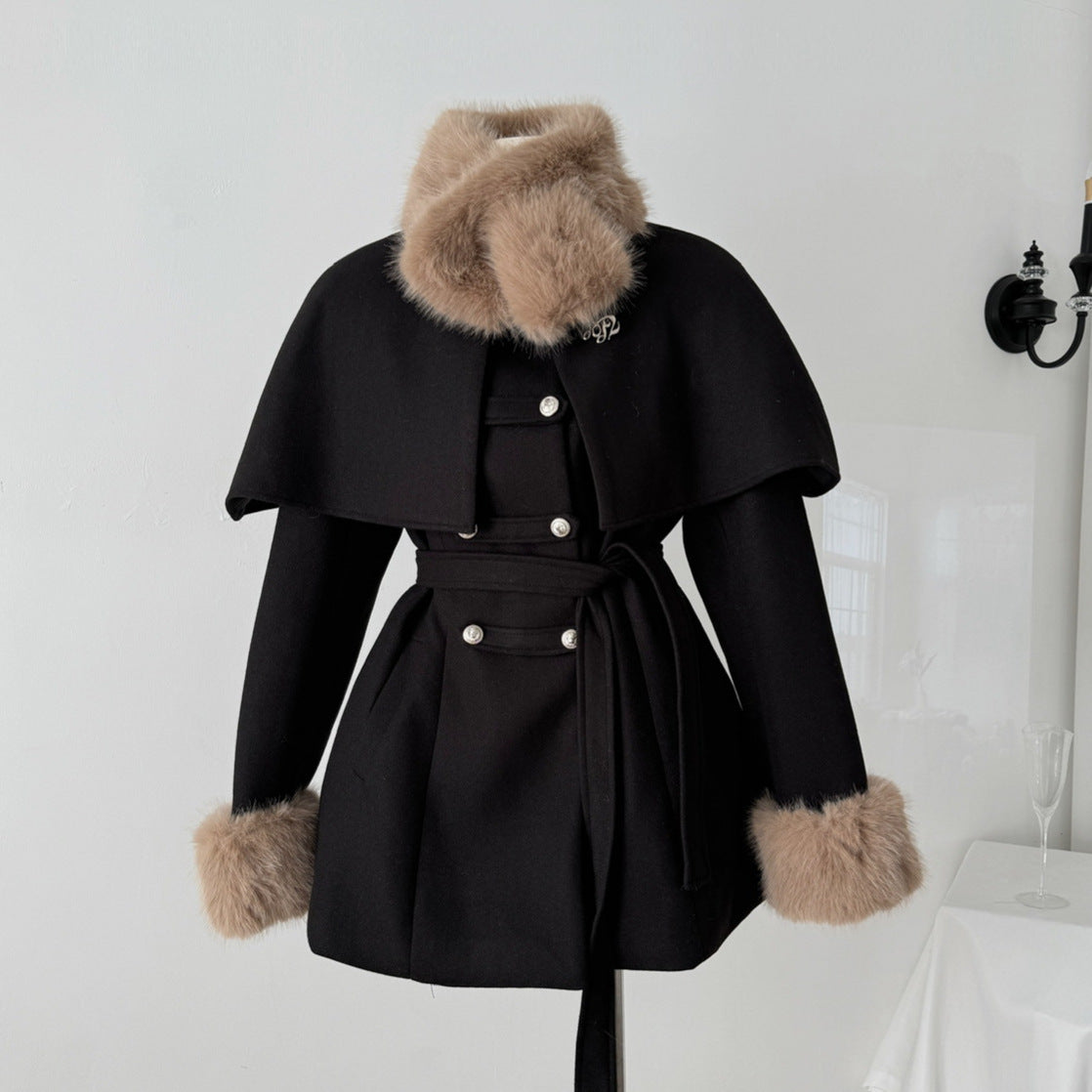 Women's Long Winter Dress With Detachable Collar