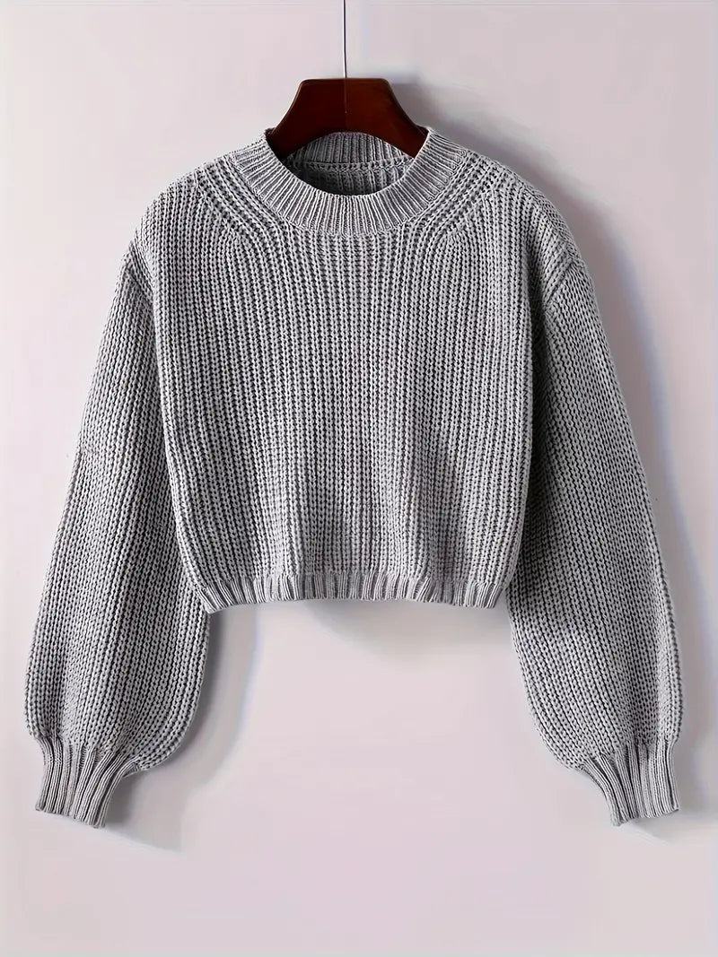 Women's Ribbed Knit Short Winter Sweater