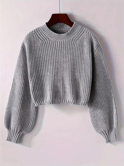 Women's Ribbed Knit Short Winter Sweater