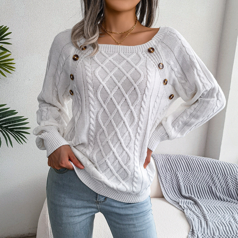 Fashionable Sweater Square Neck Knit
