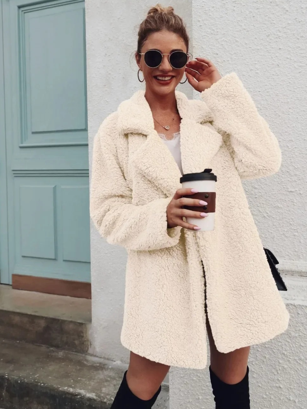 Soft Teddy Coat Women's Short Lapel Collar