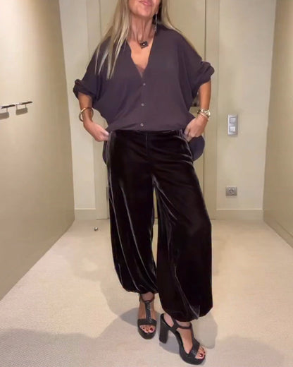 Stylish Velvet Trousers Comfortable Baggy