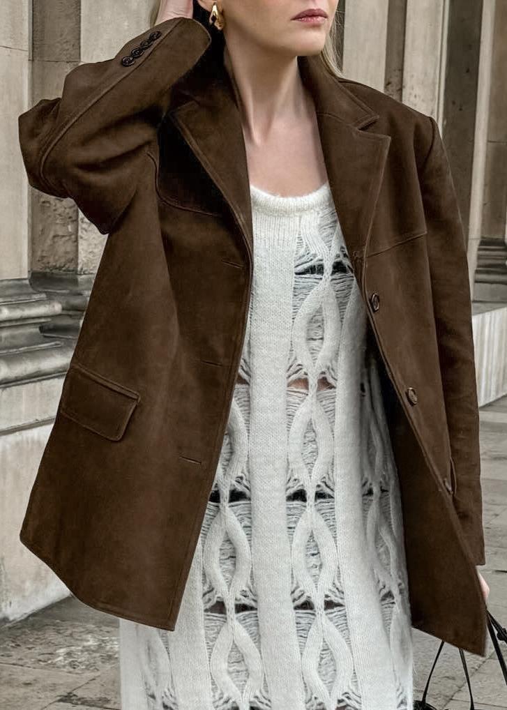 Elegant Velvet Jacket Suede Look Vintage Style