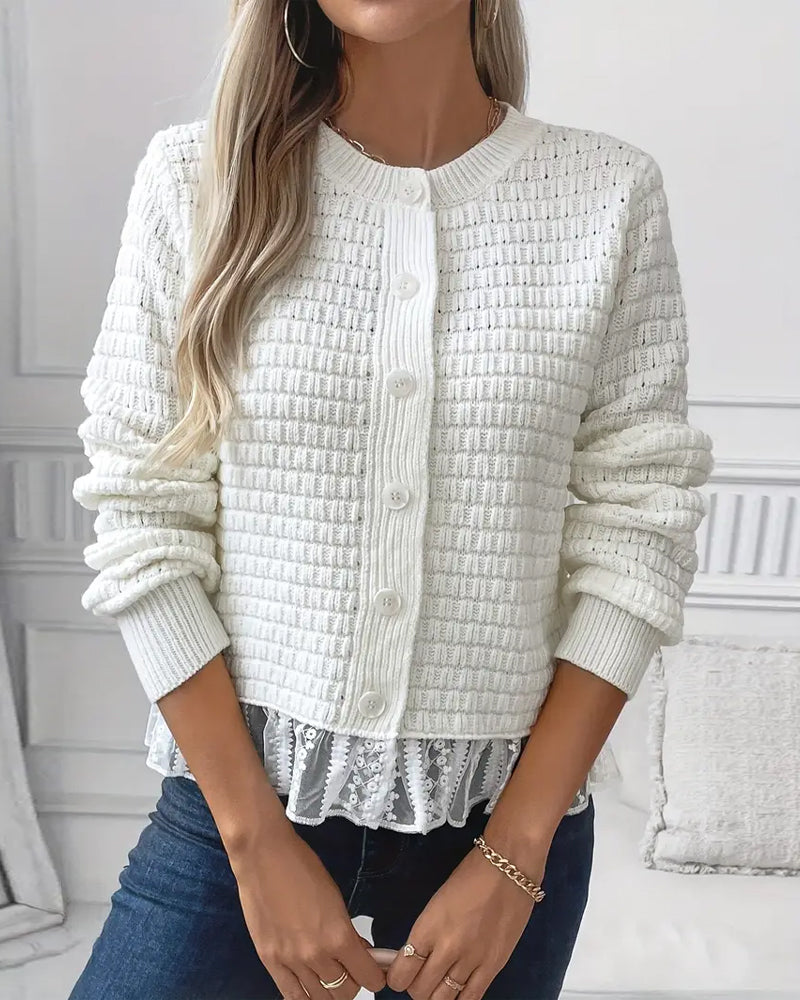 Weiches Damen-Sweatshirt mit Spitze - IdealeKleiden