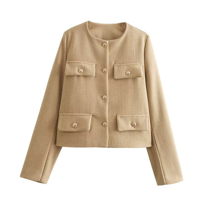Elegant Blazer Jacket with Lapel Collar Design