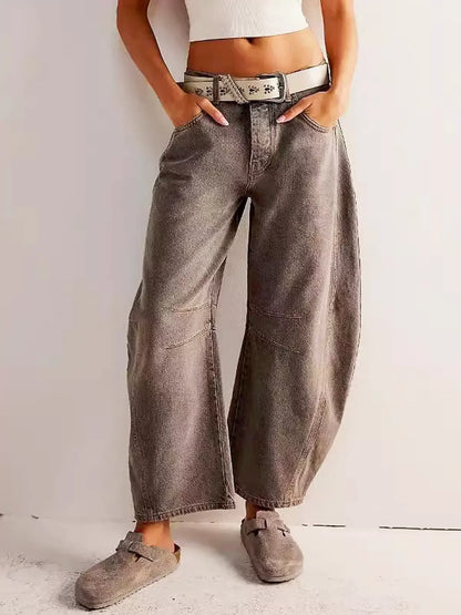 Women's Wide Leg Jeans Trendy Printed