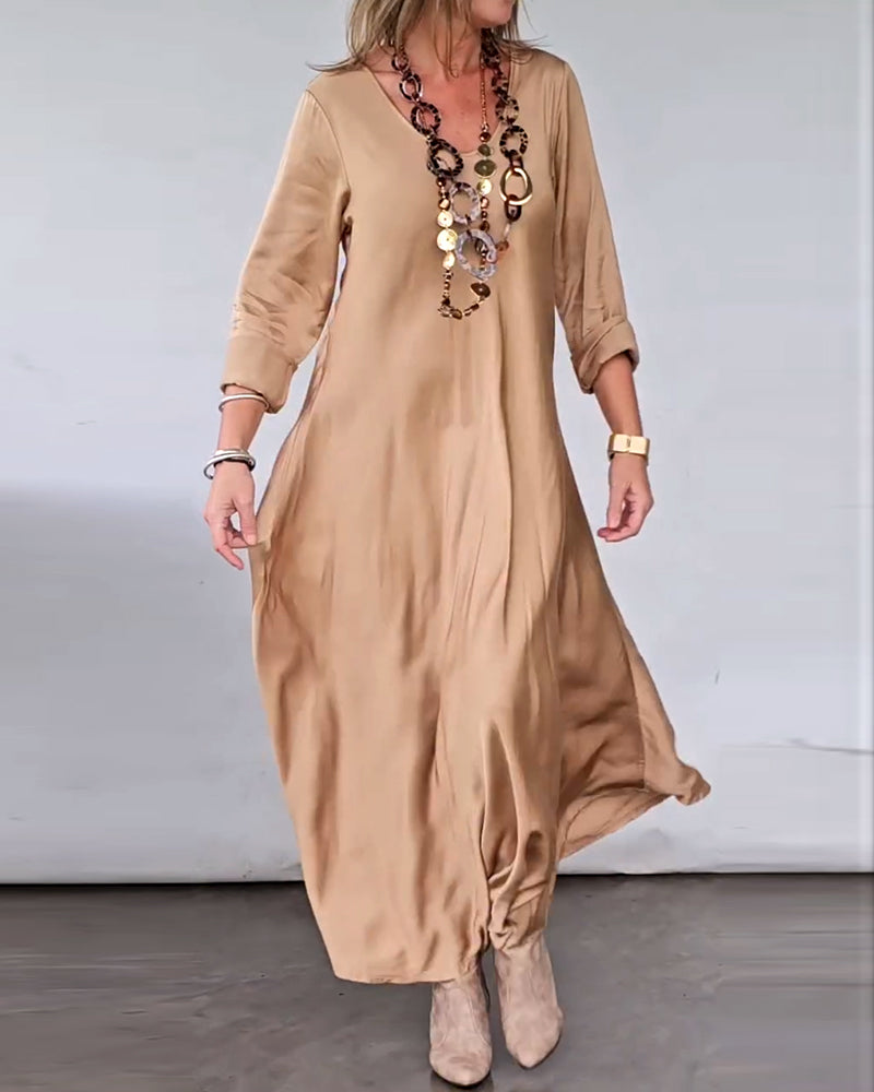 Elegant Dress V-Neck Swing Skirt