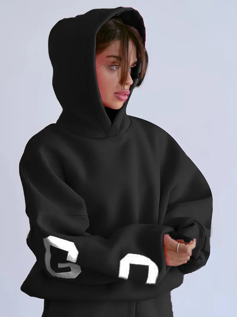 Übergroßer Hoodie Langarm Oversized Frauen - IdealeKleiden