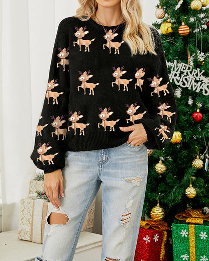 Christmas jumper deer motif knit