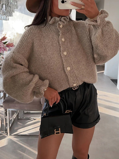 Elegant Women's Cardigan Buttons Modern Collar