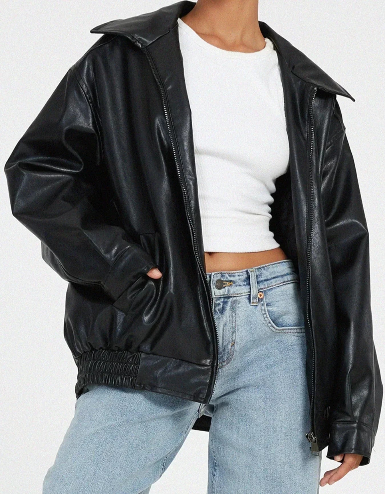 Leather jacket Oversize Casual Modern