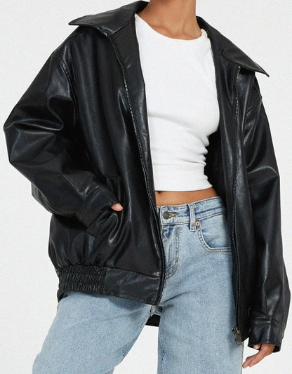 Oversized PU Jacket Streetwear Style