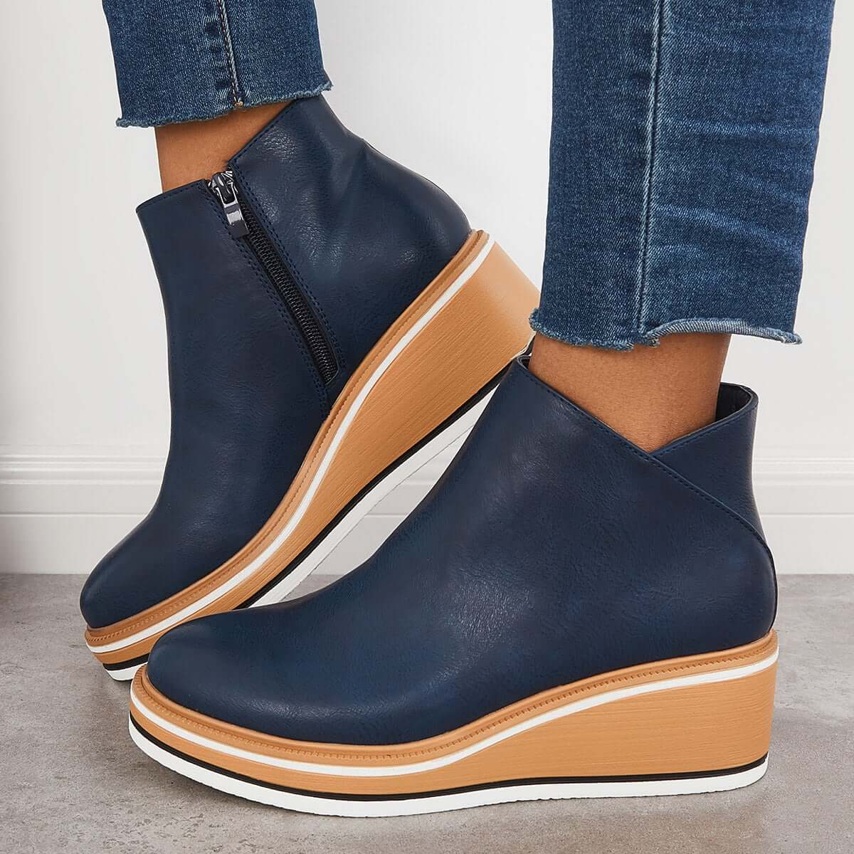 Women's Platform Boots with Zipper